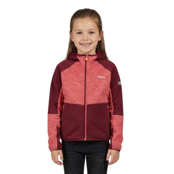 Bluza turystyczna polarowa dla dzieci Regatta Dissolver VII. Czerwone bluzy dla dziewczynek Regatta, bez wzorów, z elastanu, bez ramiączek, z kapturem. Za 73.70 zł.