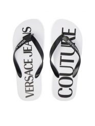 Versace Jeans Couture Japonki 80YA3SQ7 ZSS81 Biały. Białe klapki męskie Versace Jeans Couture, z jeansu. Za 249.99 zł.