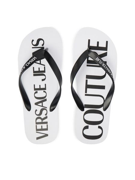 Versace Jeans Couture Japonki 80YA3SQ7 ZSS81 Biały. Białe klapki męskie Versace Jeans Couture, z jeansu. Za 249.99 zł.