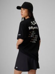 4F T-shirt loose z nadrukiem uniseks 4F x Drift Masters - czarny L. Czarne koszulki sportowe męskie 4f, l, bez wzorów, z bawełny, sportowe, bez kołnierzyka. Za 119.99 zł.