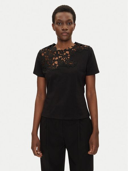 Morgan Bluzka 251-DUNE M Czarny Regular Fit. Czarne bluzki damskie Morgan, m, bez wzorów, z bawełny, bez kołnierzyka, bez ramiączek. Za 109.99 zł.