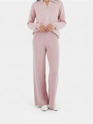 Dzianinowe spodnie z elastycznym pasem - różowy. Czerwone spodnie materiałowe damskie Sinsay, l, bez wzorów, z dzianiny. Za 49.99 zł.