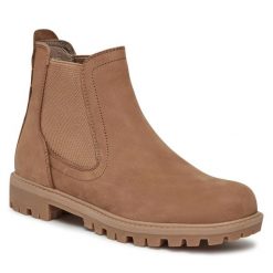 Sztyblety Tamaris. Brązowe botki damskie Tamaris, bez obcasa, na płaskiej podeszwie, bez zapięcia. Za 349.99 zł.