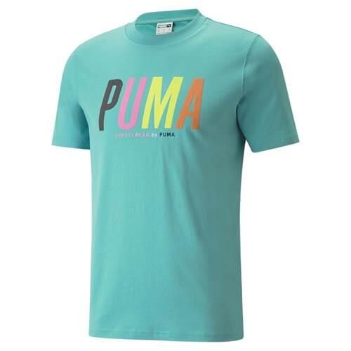 Koszulka sportowa męska Puma Swxp Graphic. Niebieskie koszulki sportowe męskie Puma, l, bez wzorów, bez kołnierzyka, bez ramiączek, trekkingowe. Za 219.00 zł.