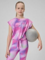 Koszulka sportowa szybkoschnąca dziewczęca 4F 4FJRSS26TFTSF2387. Czerwone t-shirty i topy dla dziewczynek 4f, bez wzorów, z elastanu, bez ramiączek. Za 45.99 zł.
