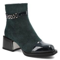 Zielone Botki S.Barski Modne Obuwie Damskie Z Eleganckim Paskiem. Zielone kozaki damskie S.BARSKI, z materiału, bez obcasa, na obcasie. Za 239.00 zł.