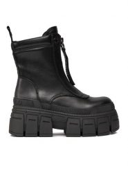 Buffalo Botki Gospher Zip Boot BN1622350 Czarny. Czarne botki damskie Buffalo, ze skóry, bez obcasa, na płaskiej podeszwie, bez zapięcia. Za 699.99 zł.