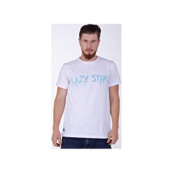 Lazy Star White T-shirt. Białe t-shirty męskie Kingsize, z nadrukiem, z zamszu. Za 69.00 zł.