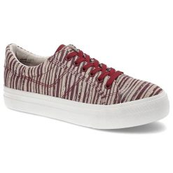 Trampki damskie Tamaris, materiał tekstylny z wyraźnym wzorem z klasycznym sznurowaniem oraz grubą płaską podeszwą, czerwono-beżowe, 1-23602-28-577. Czerwone trampki i tenisówki damskie Tamaris, bez wzorów, z gumy, eleganckie, bez zapięcia. Za 119.00 zł.