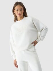 4F Bluza dresowa nierozpinana bez kaptura damska - biała XXL. Białe bluzy sportowe damskie 4f, xs, bez wzorów, z bawełny, bez kaptura. W wyprzedaży za 79.99 zł.
