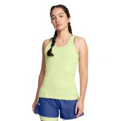 Tank top treningowy damski Under Armour HeatGear Armour Racer. Zielone koszulki sportowe damskie Under Armour, xl, bez wzorów, bez kołnierzyka, bez ramiączek. Za 99.99 zł.