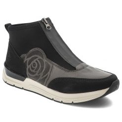Czarne Botki Rieker Stylowe Obuwie Damskie Vegan. Czarne botki damskie Rieker, na wiosnę, ze skóry ekologicznej, eleganckie, bez obcasa, bez zapięcia. Za 349.00 zł.