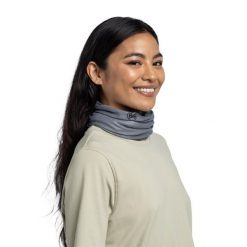 Komin na szyję - Bandana BUFF Coolnet UV® Solid. Szare szaliki męskie Buff, na lato, bez wzorów, z elastanu. Za 99.90 zł.