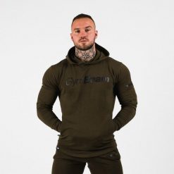 Bluza męska fitness z kapturem zielona Urban. Zielone bluzy sportowe męskie GYMBEAM, m, bez wzorów, z bawełny, z kapturem, na fitness i siłownię. Za 122.90 zł.