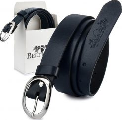 Beltimore Beltimore skórzany damski pasek do spodni 3 cm granatowy U45. Niebieskie paski damskie Beltimore, bez wzorów. Za 49.99 zł.