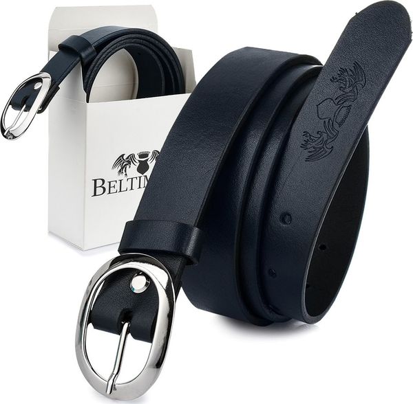 Beltimore Beltimore skórzany damski pasek do spodni 3 cm granatowy U45. Niebieskie paski damskie Beltimore, bez wzorów. Za 49.99 zł.