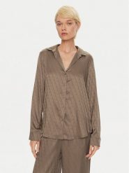 Calvin Klein Koszulka piżamowa Buttondown 000QS7302E Brązowy Regular Fit. Brązowe piżamy damskie Calvin Klein, xs, bez wzorów, z syntetyku, bez ramiączek. Za 159.99 zł.