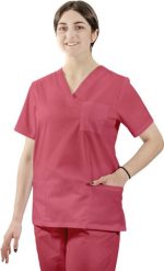 Visent BLUZA MEDYCZNA DAMSKA BLUZA LEKARSKA malinowy XXXL. Różowe bluzy damskie Visent, bez wzorów, bez kaptura. Za 59.99 zł.