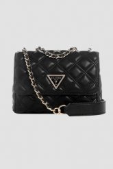 GUESS Czarna torebka damska Giully II Mini. Czarne kopertówki damskie Guess, z aplikacjami, ze skóry ekologicznej, eleganckie, bez dodatków. W wyprzedaży za 475.99 zł.