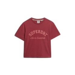 Damska koszulka o luźnym kroju Superdry Athletic Essentials. Brązowe t-shirty damskie Superdry., bez wzorów, bez kołnierzyka. W wyprzedaży za 131.90 zł.