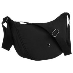 Klasyczna, miejska torebka damska z poliestru w czarnym kolorze - Peterson. Czarne torebki do ręki damskie Peterson, bez wzorów, eleganckie, bez dodatków. Za 47.99 zł.
