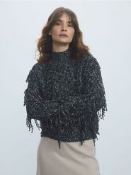 Sweter z wełną - wielobarwny. Swetry damskie Reserved, l, bez wzorów, z bawełny, bez kołnierzyka, bez ramiączek, bez kaptura. Za 239.99 zł.