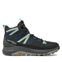 Trekkingi Merrell. Niebieskie obuwie sportowe damskie Merrell, bez wzorów, z gore-texu, trekkingowe. Za 719.99 zł.