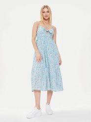 Pepe Jeans Sukienka letnia Mallory Print PL953533 Niebieski Regular Fit. Niebieskie sukienki damskie Pepe Jeans, na lato, m, bez wzorów, z bawełny, bez kołnierzyka, bez ramiączek. Za 379.99 zł.