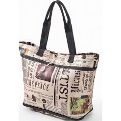 Torba shopper na kółkach bonprix beżowy z nadrukiem. Torby na ramię damskie marki bonprix. Za 32.99 zł.