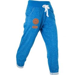 Spodnie sportowe, długość 7/8 bonprix lazurowy melanż. Spodnie sportowe damskie bonprix, z aplikacjami, ze skóry. Za 49.99 zł.
