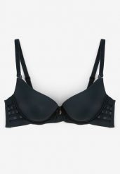 Ciemnozielony Biustonosz Gładki z Efektem Push-Up i Wycięciami Roselily. Zielone biustonosze Born2be, bez wzorów. Za 34.99 zł.