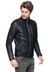 KURTKA SKÓRZANA TOM TAILOR LEATHER-LOOK BIKER JACKET 3721883.00.12 COL. 2578. Czarne kurtki męskie Tom Tailor, l, bez wzorów, ze skóry ekologicznej, klasyczne, bez kaptura. Za 149.99 zł.