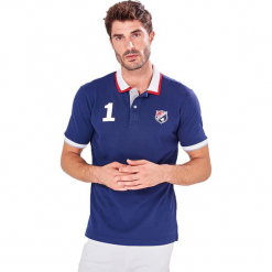 Koszulka polo w kolorze granatowym. Niebieskie koszulki polo męskie marki Camel Active, Auden Cavill, z aplikacjami. W wyprzedaży za 79.95 zł.