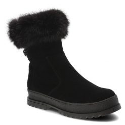 Czarne Botki Armodo Eleganckie Obuwie Damskie Z Naturalnym Futerkiem Królika. Czarne kozaki damskie Armodo, z futra, bez obcasa. Za 359.00 zł.