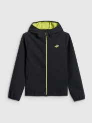4F Kurtka softshell wiatroodporna membrana 5000 chłopięca - czarna 146 (10-11 lat). Czarne kurtki i płaszcze dla chłopców 4f, bez wzorów, z softshellu, bez kaptura. Za 169.99 zł.
