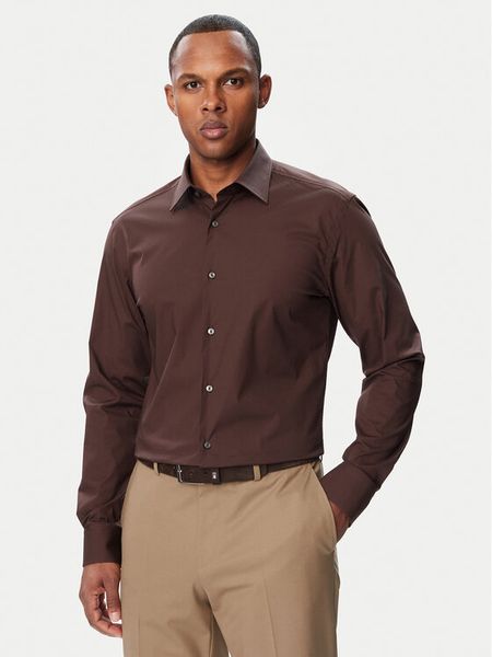 BOSS Koszula H-Hank 50469345 Brązowy Slim Fit. Brązowe koszule męskie Boss, m, bez wzorów, biznesowe, bez kołnierzyka, bez ramiączek. Za 399.99 zł.