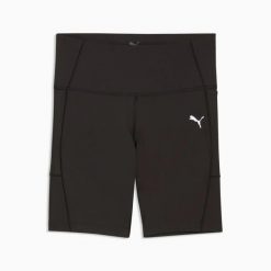 Damskie spodenki do biegania Puma. Czarne szorty sportowe damskie Puma, s, bez wzorów, z materiału, sportowe, z podwyższonym stanem, do biegania. Za 264.99 zł.