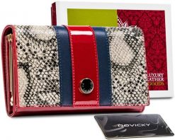 Portfel skórzany Peterson [DH] PTN ST-466 RED czerwony. Czerwone portfele damskie z aplikacjami, ze skóry. Za 124.00 zł.