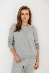 BLUZA LENA SZARY MELANŻ S - Flawless. Szare bluzy damskie Flawless, s, bez wzorów, z bawełny, bez kaptura. Za 296.00 zł.