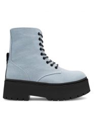 Jenny Fairy Trzewiki MARIKA HY13122-1 Błękitny. Niebieskie botki damskie Jenny Fairy, z materiału, bez obcasa, na płaskiej podeszwie, bez zapięcia. Za 179.99 zł.