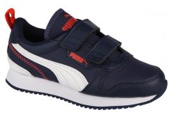 Buty sportowe Sneakersy chłopięce, R78 SL V PS. Niebieskie trampki i tenisówki chłopięce Puma, bez wzorów, z materiału, sportowe, przed kostkę, bez zapięcia. Za 169.99 zł.