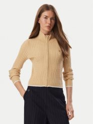 Tommy Jeans Kardigan DW0DW23355 Beżowy jasny Slim Fit. Brązowe swetry damskie Tommy Jeans, xl, bez wzorów, z jeansu, bez kołnierzyka, bez ramiączek, bez kaptura. Za 449.99 zł.