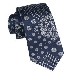 Elegancki i Modny Krawat Jedwabny - Alties - Granat z Mixem Wzorów. Niebieskie krawaty i muchy Alties, bez wzorów, z jedwabiu, eleganckie. Za 115.00 zł.