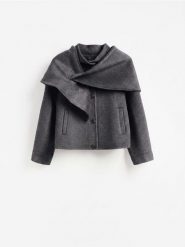 Kurtka z wełną - ciemnoszary. Szare kurtki damskie Reserved, l, bez wzorów, z tkaniny, bez kaptura. Za 399.99 zł.