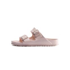 Klapki damskie Birkenstock Arizona Eva. Czerwone klapki damskie Birkenstock, bez wzorów, z materiału, bez obcasa, bez zapięcia. Za 341.00 zł.