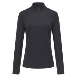 Damska koszulka do jazdy konnej Euro-Star Adeline. Czarne t-shirty damskie EURO-STAR, bez wzorów, eleganckie, bez kołnierzyka. W wyprzedaży za 276.50 zł.