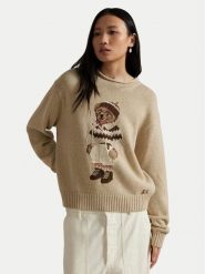 Polo Ralph Lauren Sweter 211978315001 Beżowy Relaxed Fit. Brązowe swetry damskie Polo Ralph Lauren, m, bez wzorów, z bawełny, bez kołnierzyka, bez ramiączek, bez kaptura. Za 1,529.00 zł.
