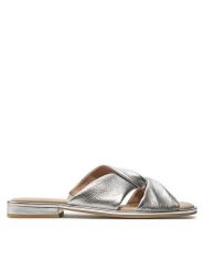 Caprice Klapki 9-27100-42 Srebrny. Szare klapki damskie Caprice, bez wzorów, ze skóry, bez obcasa. Za 183.99 zł.