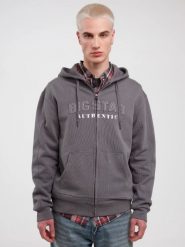 Bluza męska rozpinana z kapturem szara Berkus 905. Szare bluzy męskie Big Star, l, z aplikacjami, z dzianiny, z kapturem. W wyprzedaży za 99.99 zł.