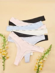 Bawełniane stringi 7 pack - wielobarwny. Stringi damskie Sinsay, l, bez wzorów, z bawełny. Za 35.99 zł.